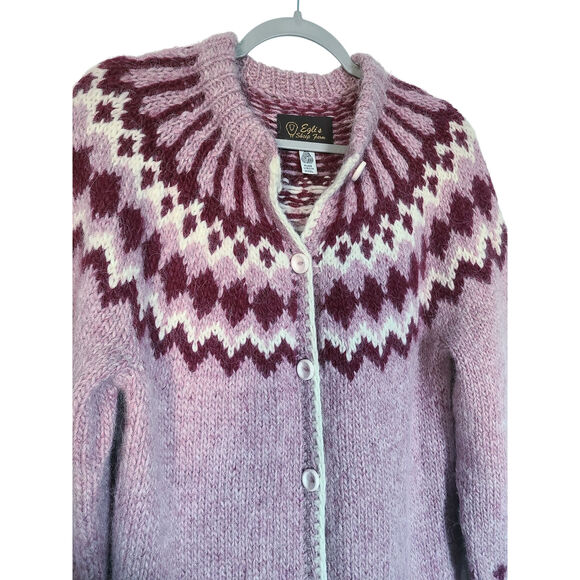 Eglis Sheep Farm Fair Isle Pure Virgin Wool Button Down Knit Cardigan Size M - Picture 5 of 7